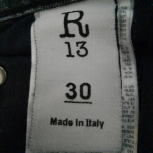 R13 Italy Boy Skinny Union Gray Jeans Ankle Crop Stretch Distressed Luxury 32 - Picture 14 of 16